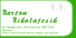 marton mikolajcsik business card